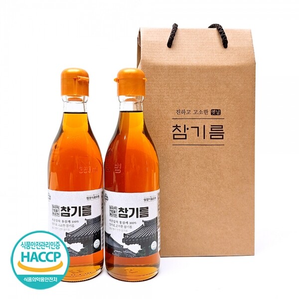 해맑은상상 밀양팜,★설선물예약판매32번★참맛나 저온압착 참기름 선물세트 350ml 2병/1월 13일부터 순차출고,{밀양물산 주식회사}